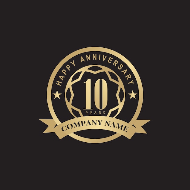 Diseño del logotipo del emblema de la celebración del décimo aniversario