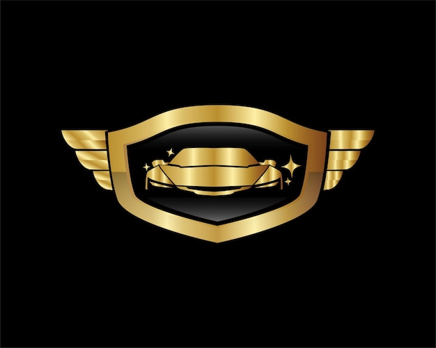 Diseño de logotipo de emblema de coche de lujo con color dorado