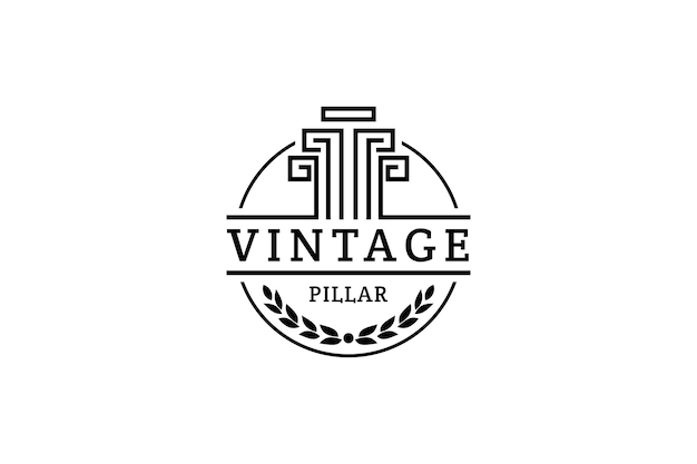Diseño de logotipo de emblema vintage de pilar