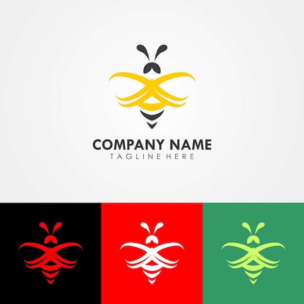 Vector diseño de logotipo de empresa de abeja de miel abstracta, plantilla de diseño con icono de animal de abeja