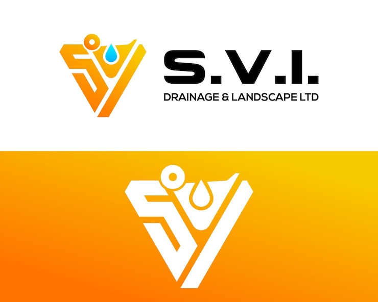 Vector diseño del logotipo de la empresa industrial con monograma de la mano de la excavadora svi