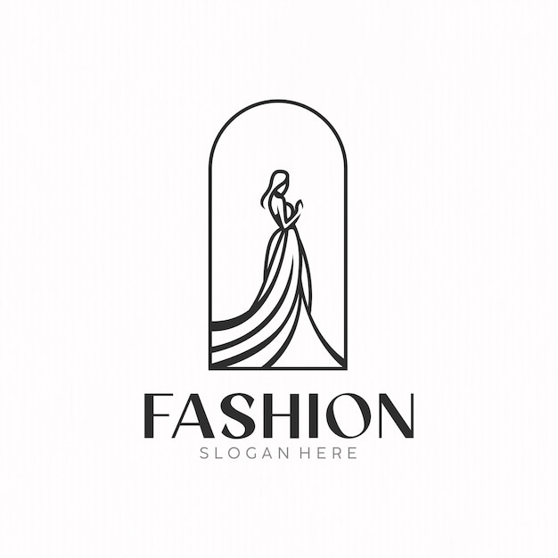 Vector diseño del logotipo de la empresa de moda de vestidos