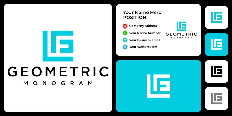 Vector diseño de logotipo de empresa de monograma de letra lfg con plantilla de tarjeta de visita.