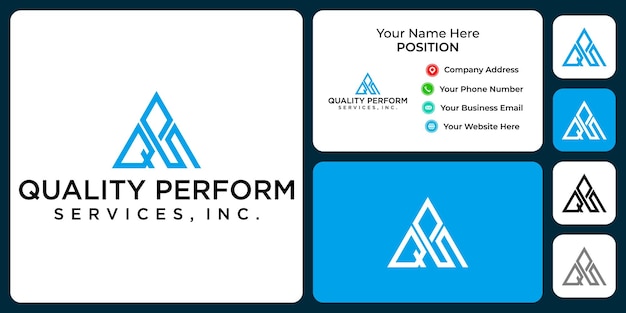 Diseño de logotipo de empresa de monograma de letra QPS con plantilla de tarjeta de visita.