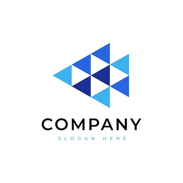 diseño de logotipo de la empresa de pesca azul vector gráfico