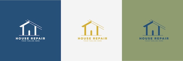 Diseño del logotipo de la empresa de reparación de casas y construcción de casas 3 paletas de colores