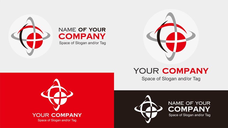 Diseño del logotipo de la empresa en rojo, gris y negro Vector de marca del logotipo corporativo