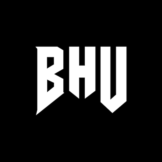 Diseño del logotipo de la empresa de tecnología BHU: combinación de colores blanco y negro BHU logotipo BHU vector BHU diseño BHU icono BHU alfabeto BHU tipografía diseño del logotipo