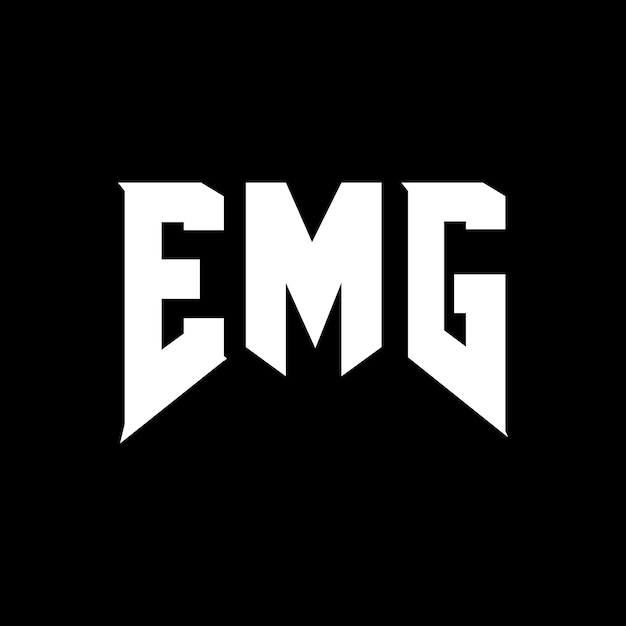 Diseño del logotipo de la empresa de tecnología EMG: combinación de colores blanco y negro, logotipo EMG, vector EMG, icono EMG, alfabeto EMG, tipografía EMG.