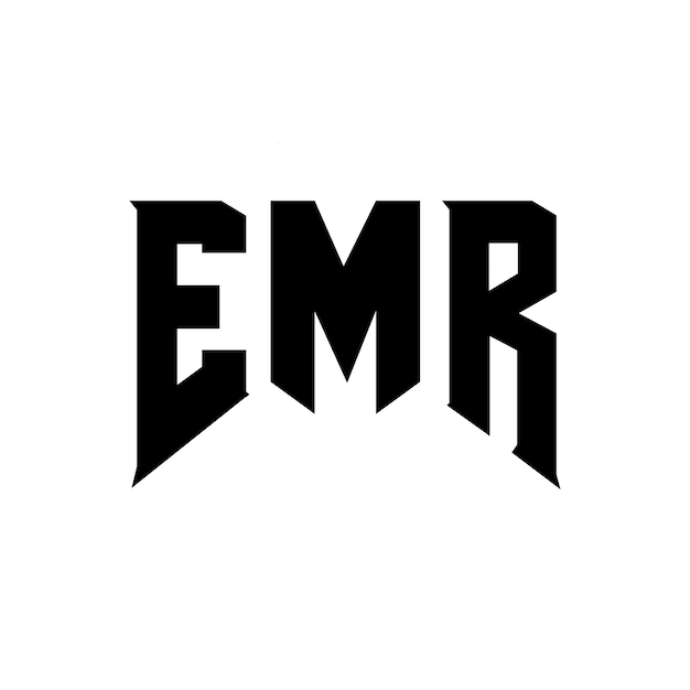 Diseño del logotipo de la empresa de tecnología EMR: combinación de colores blanco y negro EMR: Vector EMR: Icon EMR: Alfabeto EMR: Tipografía