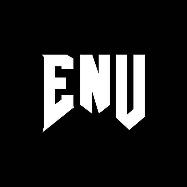 Diseño del logotipo de la empresa de tecnología ENU: combinación de colores blanco y negro ENU logotipo ENU vector ENU diseño ENU icono ENU alfabeto ENU tipografía diseño del logotipo