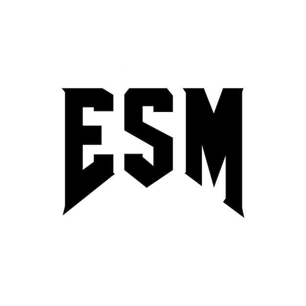 Diseño del logotipo de la empresa de tecnología ESM: combinación de colores blanco y negro ESM: diseño del logotipo ESM: icono ESM: alfabeto ESM: tipografía ESM