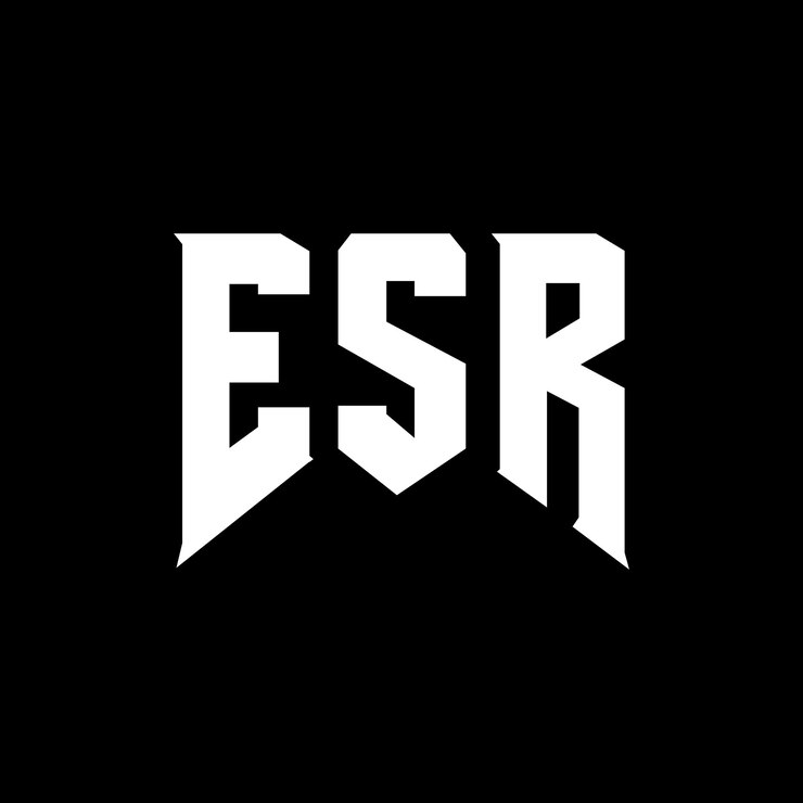 Vector diseño del logotipo de la empresa de tecnología esr: combinación de colores blanco y negro esr: diseño del logotipo esr: icono esr: alfabeto esr: tipografía