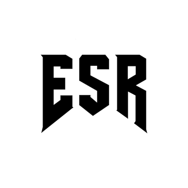 Diseño del logotipo de la empresa de tecnología ESR: combinación de colores blanco y negro ESR: diseño del logotipo ESR: icono ESR: alfabeto ESR: tipografía