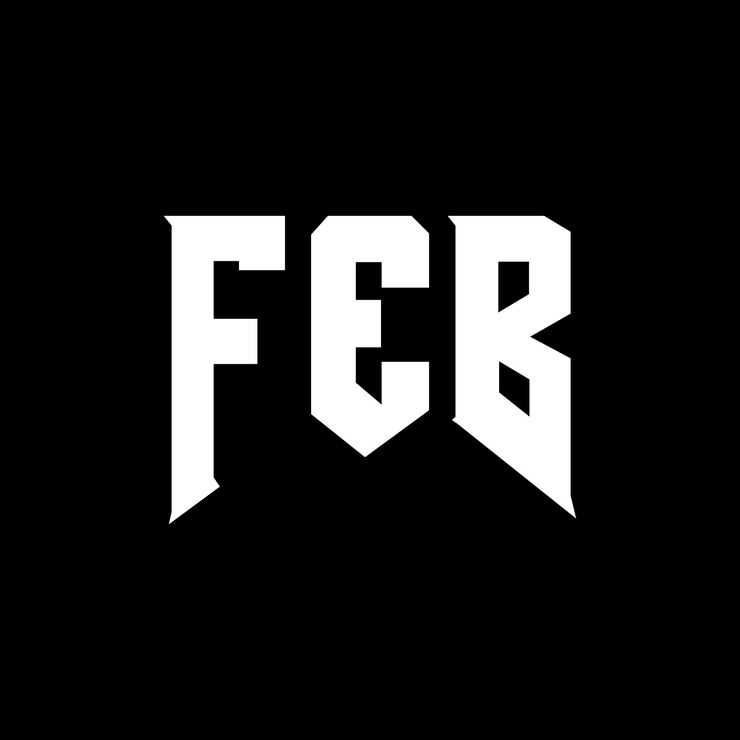 Vector diseño de logotipo de la empresa de tecnología feb: combinación de colores blanco y negro feb: diseño de logotipo feb: icono feb: alfabeto feb: tipografía feb
