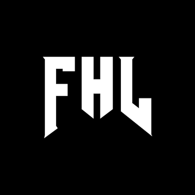 Diseño del logotipo de la empresa de tecnología FHL: combinación de colores blanco y negro FHL: diseño del logotipo FHL: icono FHL: alfabeto FHL: tipografía FHL