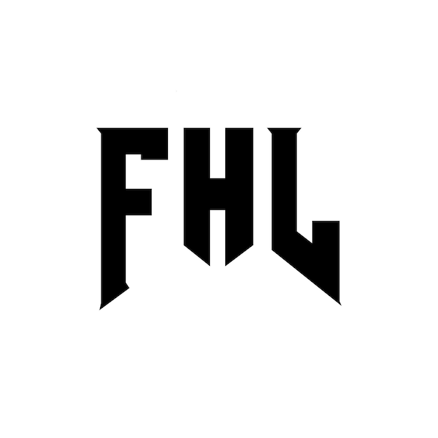 Diseño del logotipo de la empresa de tecnología FHL: combinación de colores blanco y negro FHL: diseño del logotipo FHL: icono FHL: alfabeto FHL: tipografía FHL