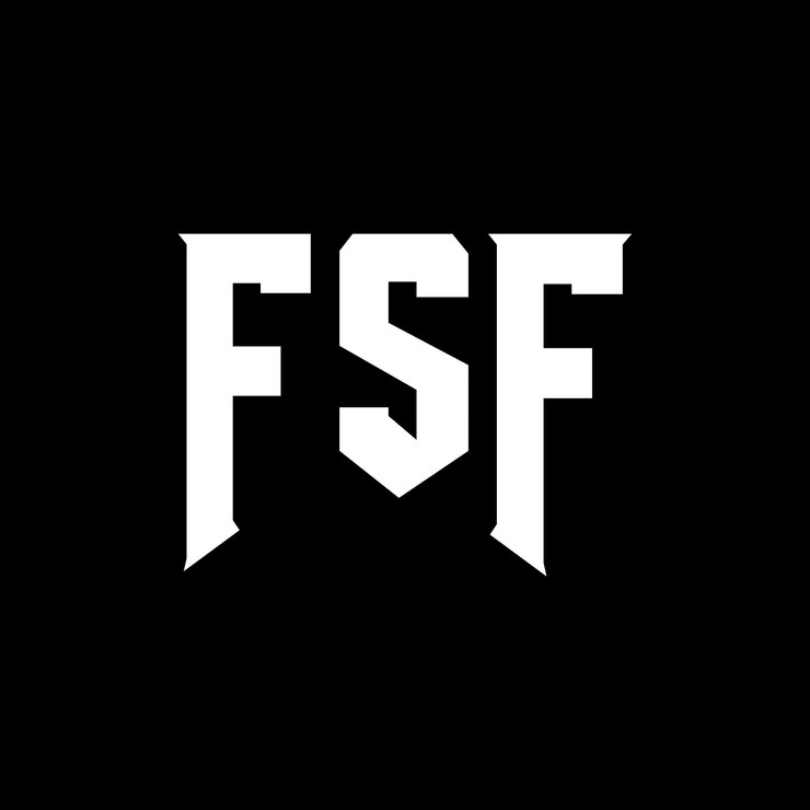 Vector diseño del logotipo de la empresa de tecnología fsf: combinación de colores blanco y negro fsf: diseño del logotipo fsf: icono fsf: alfabeto fsf: tipografía fsf
