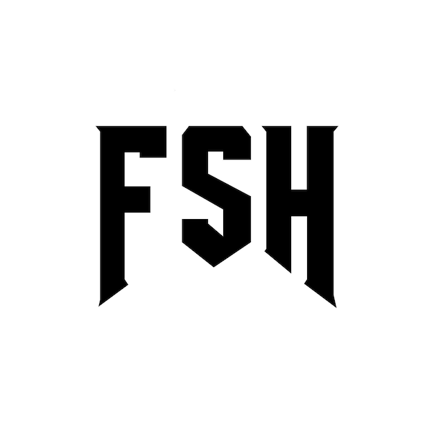 Diseño del logotipo de la empresa de tecnología FSH: combinación de colores blanco y negro FSH: diseño del icono FSH: Alfabeto FSH