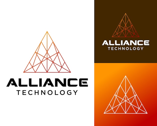 Diseño del logotipo de una empresa de tecnología geométrica con una letra monograma