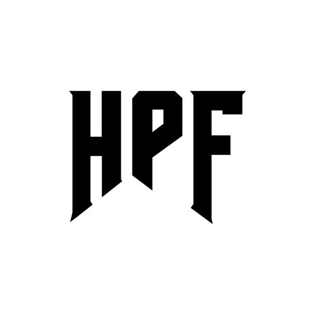 Diseño del logotipo de la empresa de tecnología HPF: combinación de colores blanco y negro HPF: Vector HPF: Diseño del icono HPF: Alfabeto HPF: Tipografía HPF