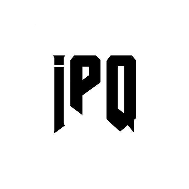 Diseño del logotipo de la empresa de tecnología IPQ: combinación de colores blanco y negro IPQ: diseño del logotipo IPQ: icono IPQ: alfabeto IPQ: tipografía