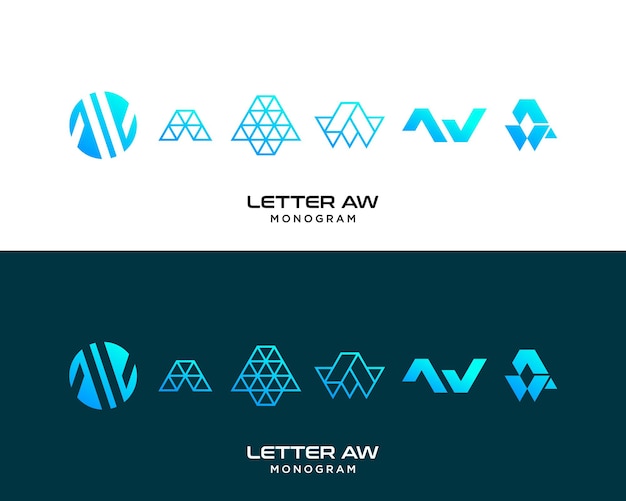 Vector diseño del logotipo de la empresa de tecnología de la letra aw monograma