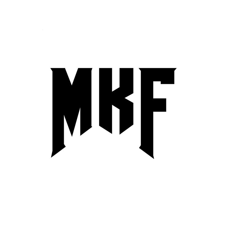 Vector diseño del logotipo de la empresa de tecnología mkf: combinación de colores en blanco y negro mkf: diseño del logotipo mkf: icono mkf: alfabeto mkf: tipografía mkf