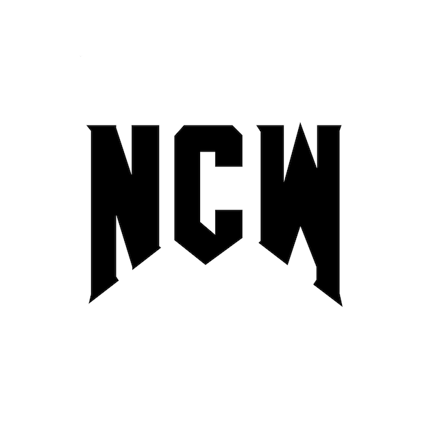 Diseño del logotipo de la empresa de tecnología NCW: combinación de colores blanco y negro NCW: diseño del logotipo NCW: icono NCW: alfabeto NCW: tipografía NCW