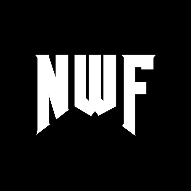 El diseño del logotipo de la empresa de tecnología NWF, una combinación de colores en blanco y negro, el diseño del icono NWF, el diseño de la tipografía NWF y el diseño del vector NWF.