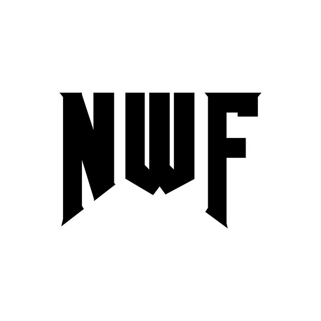 El diseño del logotipo de la empresa de tecnología NWF, una combinación de colores en blanco y negro, el diseño del icono NWF, el diseño de la tipografía NWF y el diseño del vector NWF.