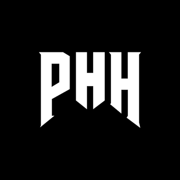 Diseño del logotipo de la empresa de tecnología PHH: combinación de colores blanco y negro PHH: diseño del logotipo PHH: icono PHH: alfabeto PHH: tipografía