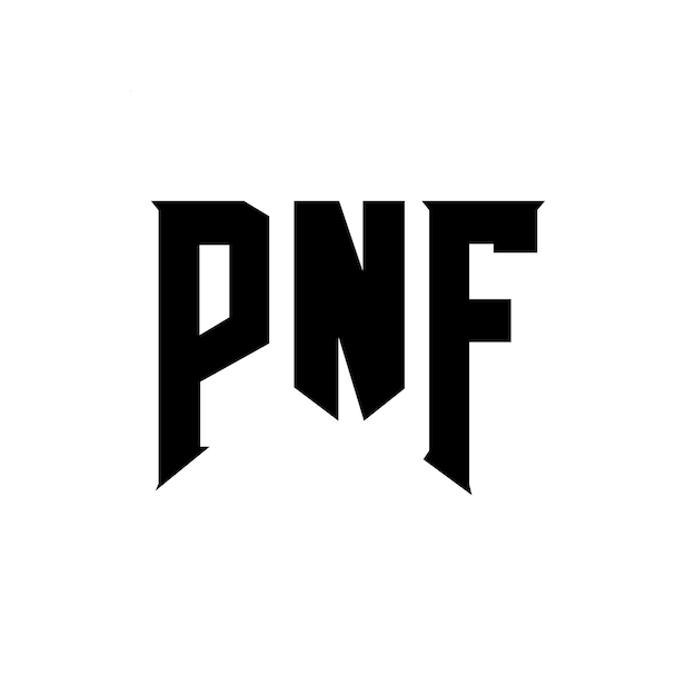 Diseño del logotipo de la empresa de tecnología PNF: combinación de colores blanco y negro PNF: logotipo PNF: vector PNF: diseño PNF: icono PNF: alfabeto PNF: tipografía PNF