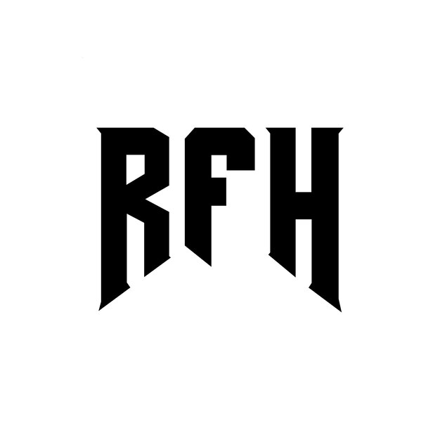 Diseño del logotipo de la empresa de tecnología RFH: combinación de colores blanco y negro RFH: diseño del logotipo RFH: icono RFH: alfabeto RFH: tipografía