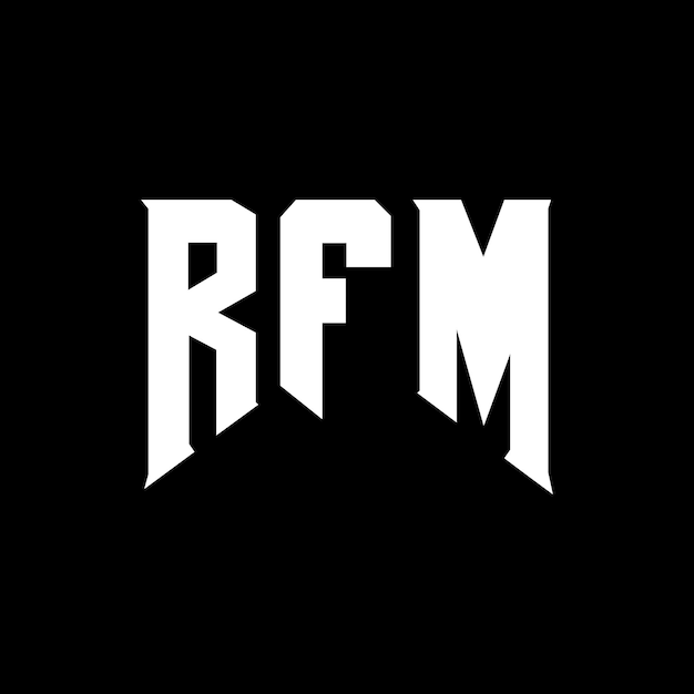 Diseño del logotipo de la empresa de tecnología RFM: combinación de colores blanco y negro; diseño del logotipo RFM: vector; diseño del icono RFM: alfabeto RFM: tipografía.