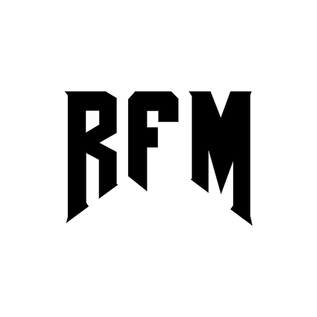 Diseño del logotipo de la empresa de tecnología RFM: combinación de colores blanco y negro; diseño del logotipo RFM: vector; diseño del icono RFM: alfabeto RFM: tipografía.