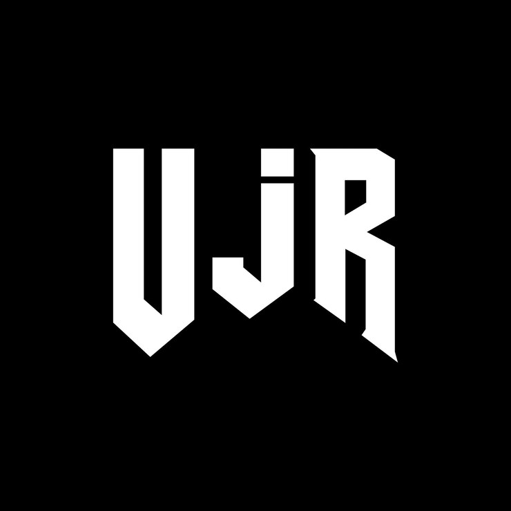 Vector el diseño del logotipo de la empresa de tecnología ujr, combinación de colores blanco y negro, el logotipo ujr, el diseño del vector ujr, la icona ujr, y el diseño de la tipografía ujr.