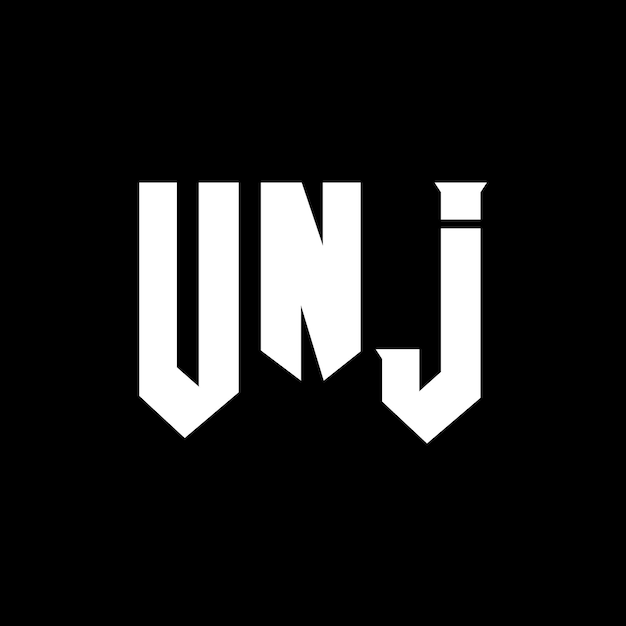 Diseño del logotipo de la empresa de tecnología UNJ: combinación de colores blanco y negro UNJ: diseño del logotipo UNJ: icono UNJ: alfabeto UNJ: tipografía UNJ