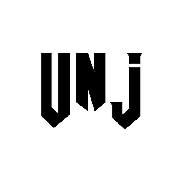 Diseño del logotipo de la empresa de tecnología UNJ: combinación de colores blanco y negro UNJ: diseño del logotipo UNJ: icono UNJ: alfabeto UNJ: tipografía UNJ