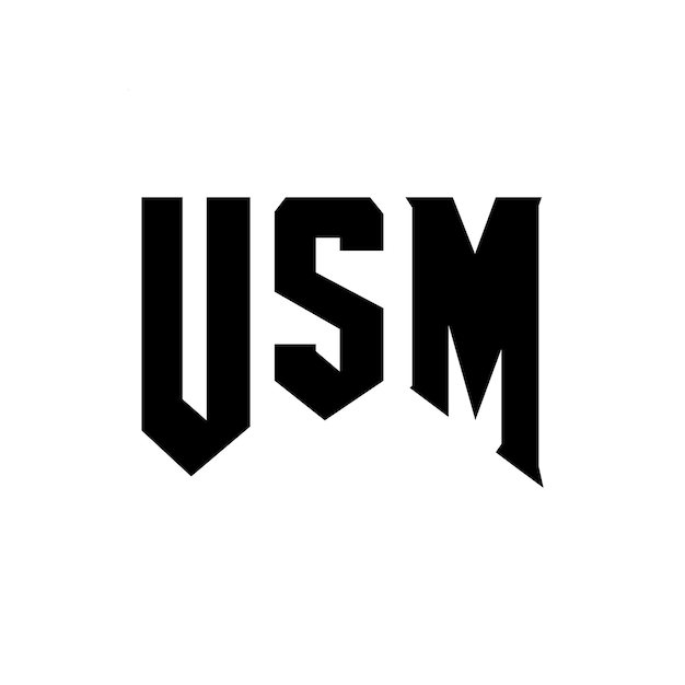 Diseño del logotipo de la empresa de tecnología USM: combinación de colores en blanco y negro, diseño del icono USM, diseño del logotipo USM, tipografía USM.