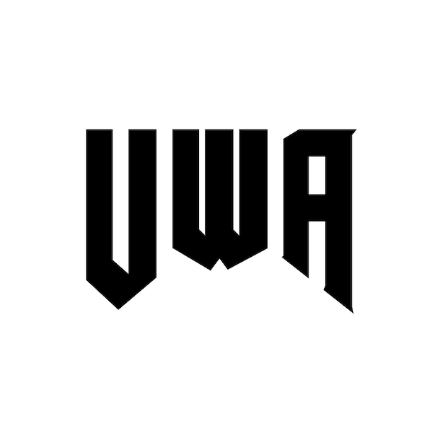 Diseño del logotipo de la empresa de tecnología UWA: combinación de colores blanco y negro UWA: Vector UWA: Diseño del icono UWA: Alfabeto UWA: Tipografía UWA