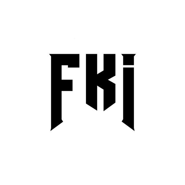 Diseño del logotipo de la empresa tecnológica FKI: combinación de colores blanco y negro FKI: Vector FKI: Diseño del icono FKI: Alfabeto FKI: Tipografía FKI