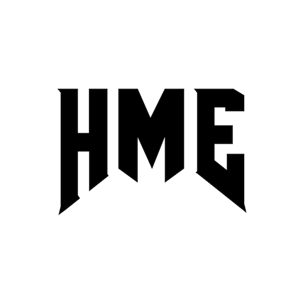 Diseño del logotipo de la empresa tecnológica HME: combinación de colores blanco y negro HME: diseño del logotipo HME: icono HME: alfabeto HME: tipografía