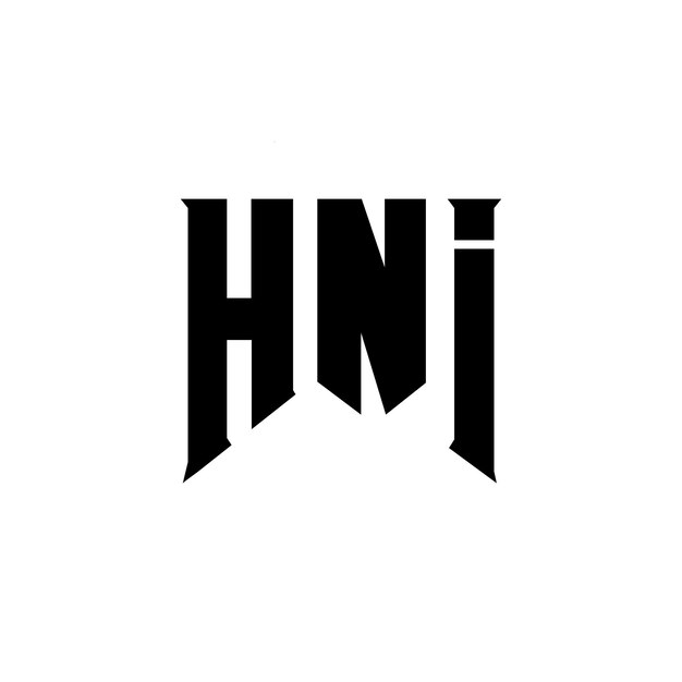 Diseño del logotipo de la empresa tecnológica HNI: combinación de colores blanco y negro HNI logotipo HNI vector HNI diseño HNI icono HNI alfabeto HNI tipografía diseño del logotipo