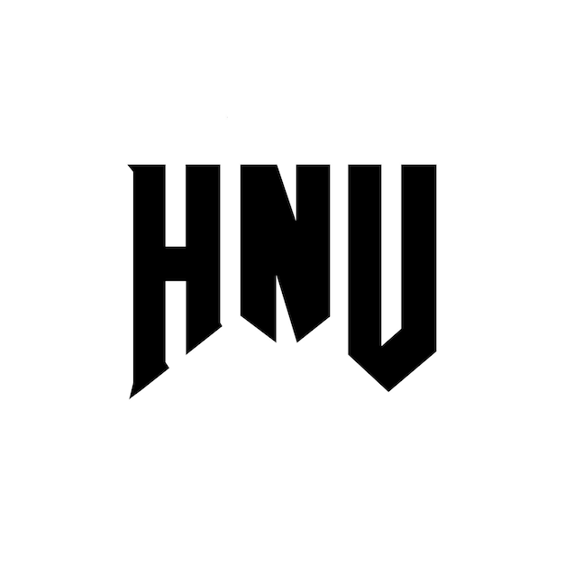 Diseño del logotipo de la empresa tecnológica HNU: combinación de colores blanco y negro HNU: diseño del logotipo HNU: icono HNU: alfabeto HNU: tipografía