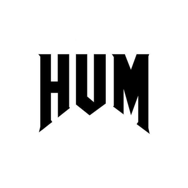 Diseño del logotipo de la empresa tecnológica HUM: combinación de colores blanco y negro HUM: logotipo HUM: vector HUM: diseño HUM: icono HUM: alfabeto HUM: tipografía