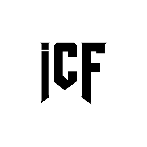 Diseño del logotipo de la empresa tecnológica ICF: combinación de colores blanco y negro ICF: diseño del icono ICF: tipografía ICF