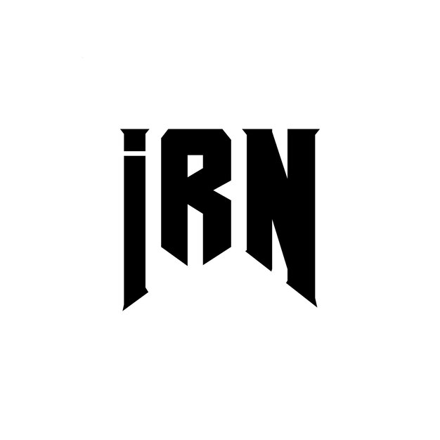Diseño del logotipo de la empresa tecnológica IRN: combinación de colores blanco y negro IRN logotipo IRN vector IRN diseño IRN icono IRN alfabeto IRN tipografía diseño del logotipo