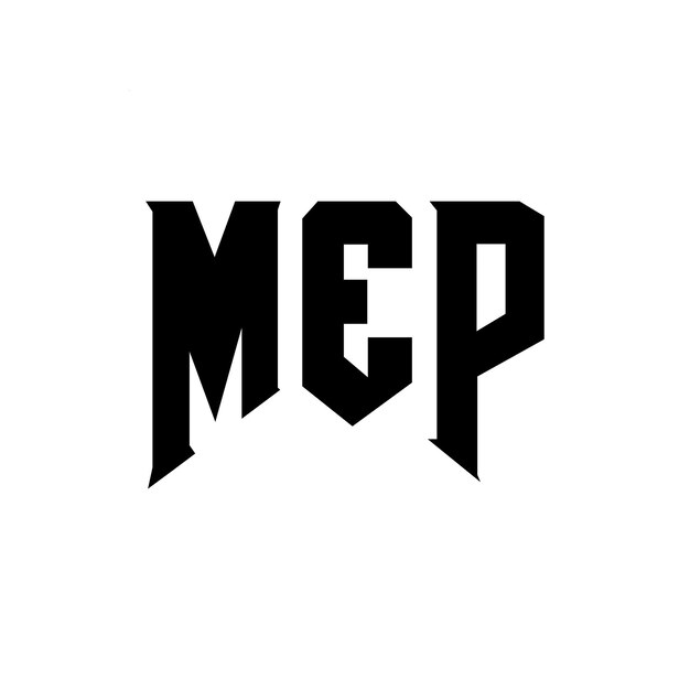Diseño del logotipo de la empresa tecnológica MEP: combinación de colores blanco y negro MEP: logotipo MEP: diseño vectorial MEP: icono MEP: alfabeto MEP: tipografía MEP