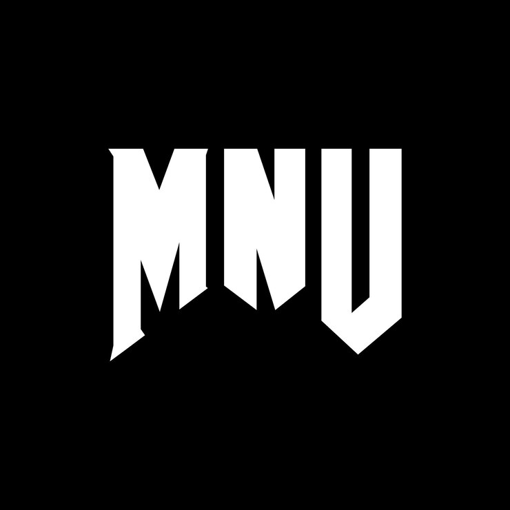Vector diseño de logotipo de la empresa tecnológica mnu: combinación de colores blanco y negro mnu: diseño de logotipo mnu: icono mnu: alfabeto mnu: tipografía mnu: logotipo mnu
